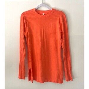 Free People Movement Blissed Out Ribbed Top Womens Large Orange Long Sleeve